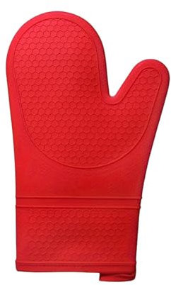 LWDXMYKW maniques Cuisine Tiltts De Four en Résistant À La Chaleur Ensemble avec Une Doublure Coton Molle, Longs Gants Épais Flexibles-Rouge 1pc