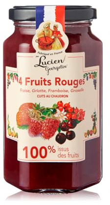 Georgelin | Marmellata Frutti Rossi 100% Zucchero Frutta | 4 Frutti Rossi Bosco Confettura Cotta in Calderone Rame - 1 x 300 Gr