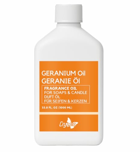 Crysalis Aceite de geranio fragrance para hacer velas, hacer jabón, derretir cera, difusores y manualidades – Larga duración – 1000 ml