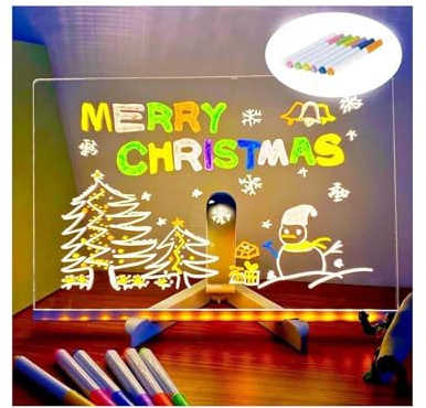 Kivvy – Tableau magique où la créativité s'illumine, tableau à dessin magique, tableau d'écriture lumineux effaçable à sec avec lumières LED pour bureau, école et la maison (L)