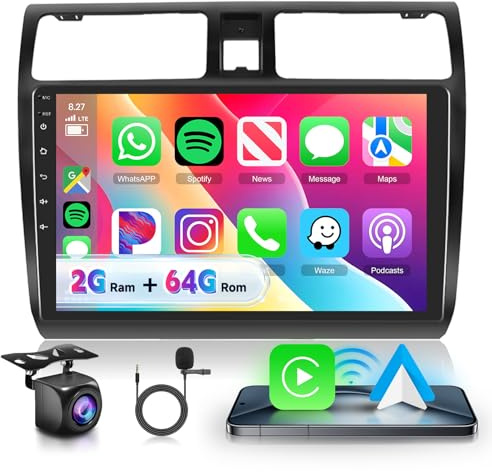 Car Radio Stereo for Suzuki Swift 2005-2010 [2+64G] with Wireless Carplay/Android Auto,Android Car Stereo 9 Inch Touch Screen GPS DSP WiFi Bluetooth FM/RDS Mirror Link SWC Backup Camera