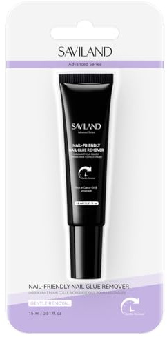 SAVILAND Advanced Nagelkleber Entferner: Sanfter Nagelspitzen Entferner für Press On Nails mit Rizinusöl & Vitamin E,Wasserbasierter Nagelkleber Entferner für Kunstnägel,Kunstwerkzeuge