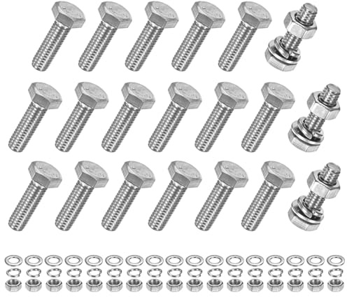 M METERXITY 20 Pcs Viti A Testa Esagonale Con Dadi Rondelle Piane E Di Bloccaggio M6x20mm Kit Viti E Dadi In Acciaio Inossidabile Filettatura Completa Assortimento Metrico