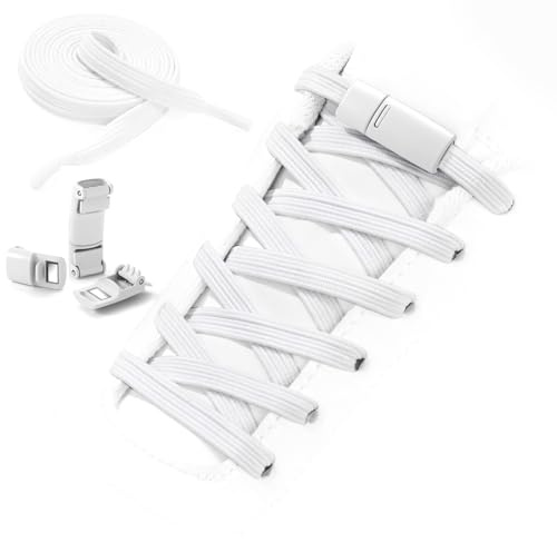 Shecret Cordones Elásticos - Cordones Planos 7mm Sin Nudos con Cierre Metálico, 120cm - Para Zapatillas, Trabajo y Uso Diario - Hombre/Mujer