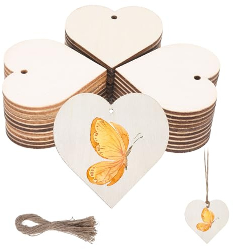 25 Stück Holzherzen Zum Beschriften Und Bemalen, Holzherzen Deko 10cm/3.94inch Herz Holz mit Loch, Natur Buchsbaum für Geschenkanhänger, DIY Basteln, Handgemachter Wandbehang (25 Stück 10cm)