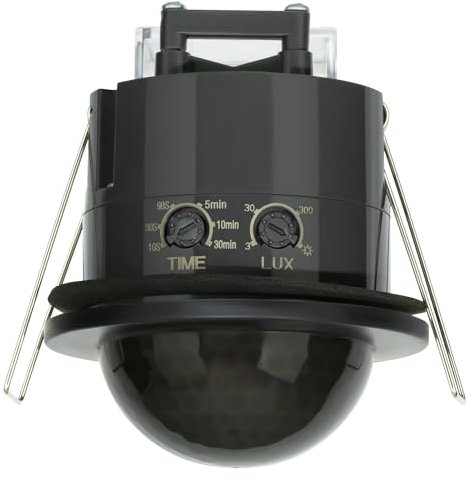 SEBSON PIR Sensor Flush-mounted Outdoor - Detection Range 20m / 360° - Ceiling Mounting, Programmable, Motion Sensor LED suitable, 3-wire