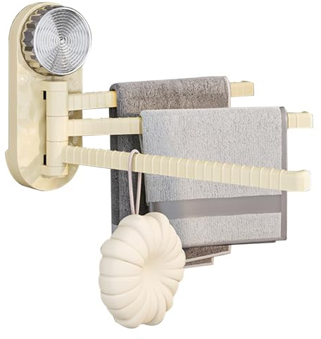 Kixolazr Porte-Serviettes de Salle de Bains | Porte-Serviettes Murale 3 Bras pour Salle De Bain | Rotation 180 Degrés Support Gain de Place pour Salle de Bain Douche et Chambre