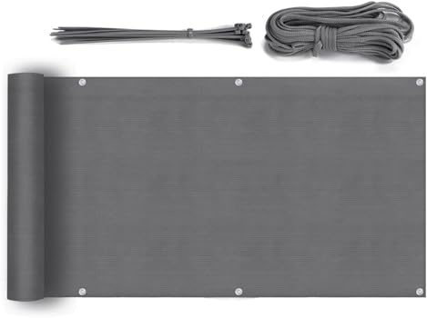Sekey Balkon Sichtschutz Wetterfest Balkonabdeckung HDPE 220 g/m², 75x600cm, Leicht Transparent Wind- und UV-Schutz, mit Ösen, Nylon Kabelbinder und Kordel, Anthrazit