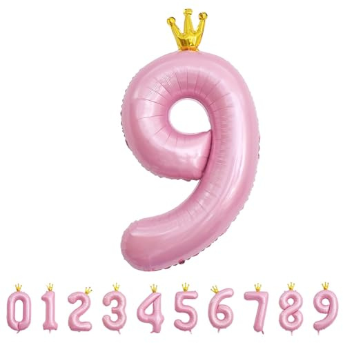 Alaoo Palloncino Numero, Palloncino Numero 9 D'rosa con Corona