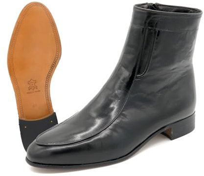 MARTTELY Botas de hombre Zapatos de negocios con suela de cuero Botines con cremallera, Negro , 42 EU