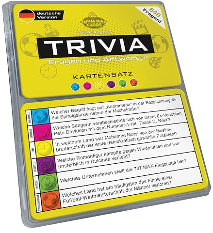 Trivia Kartensatz, Fragen und Antworten, Erweiterungsset, Gesellschaftsspiele, Quiz, Pubquiz [Deutsche Ausgabe] (Gelbe Edition)