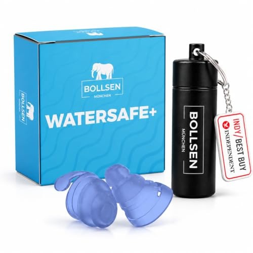 BOLLSEN Watersafe+ Tapones para los oídos de natación – Tapones de silicona reutilizables para natación, ducha, baño y deportes acuáticos – Tapones impermeables con reducción de ruido de 24 dB SNR (2)
