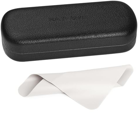 RayLove Brillenetui Hardcase Groß – Hartschalen Brillenbox für Große Brillen & Sonnenbrillen, Lederoptik Brillenhülle mit Mikrofaser Reinigungstuch