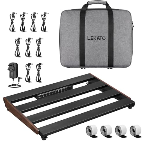 LEKATO Gitarren-Pedalboard mit integriertem Netzteil, 39,4 x 28 x 5 cm großes Effektpedalboard für Bühne Studio Zuhause, Aluminiumkonstruktion, integrierte isolierte Stromversorgung (PB-03S)