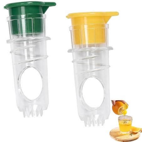 2 Stück Zitronenpresse Klein Set, Limettenpresse Lemon Squeezer Handpresse, Zitronensaft Ausgießer Entsafte, für Zitronen, Orangen Handgehaltene Zitruspresse Und Zitronenausgießer(Grün+gelb)