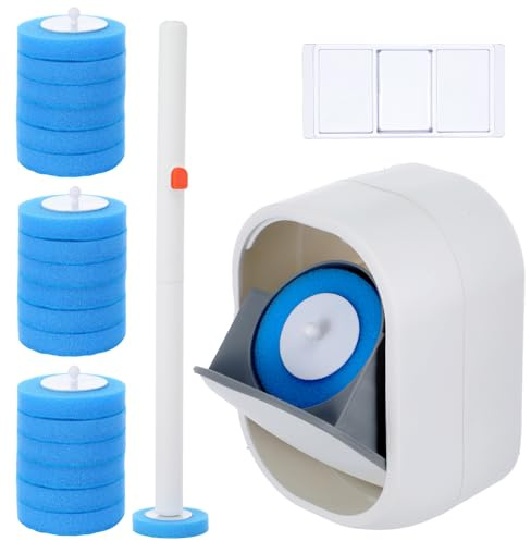 Disposable Toilet Brush Toilet Bowl Cleaner Wall Mounted Toliet Wand Kit with Holder Toilets Cleanings Stick Cleaning Supplies 42 Refills Pads for Cleaning and Hygienic Bathroom Maintenance