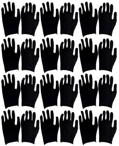Mikikit 12 Paar Arbeitshandschuhe Baumwollhandschuhe Schwarz Dünn Schnittschutz für Handwerk und Garten