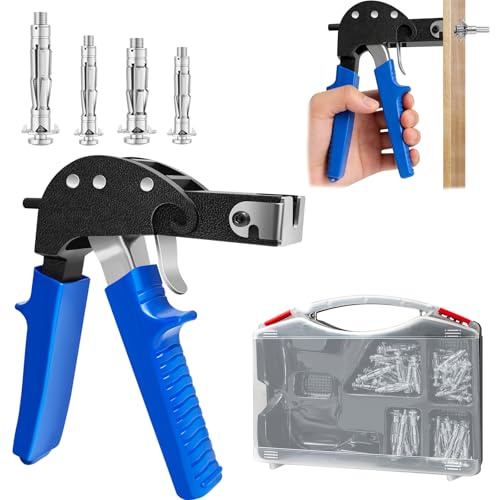 Montage Set Hohlraumbefestigung, 72 teilige Rigipsdübel Set, Montagezang für Hohlraumdübel Zange Set für M4/M5 Metall-Hohlraumdübel, für Betonsteine, Gipskartonplatten, Hohldecken, Sperrholz und mehr