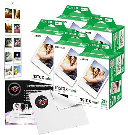 Clikoze Instant Camera Film Bundle with Mini Film x 100 Shots, Wall Hanging Album, Clikoze Lens Cloth and Instant Photography Tips Card