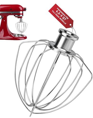 6-Draht Schneebesen für KitchenAid 4.5-5QT Kippkopf-Mixer Edelstahl | XL-Schneidebox mit Griff, 3 Klingen (6,5/9/13 mm), Kartoffelschneider für ganze Kartoffeln, Pommes & Süßkartoffeln