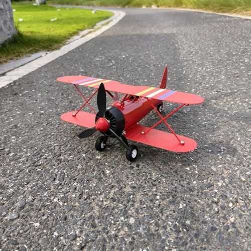 Flugzeug Wetterfahne Für Rasen - Metall Windspiel Dekoration Für Terrasse | Windmühle Für Hof Garten, Doppeldecker Flugzeug Modell Als Windrad