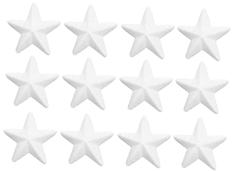 VILLCASE Stelline Bianco 12 Pezzi Decorative Natalizie in Bipeltate Superficie Liscia e Alta Densità per Lavoretti Fai da Te e Decorazioni Albero di Natale