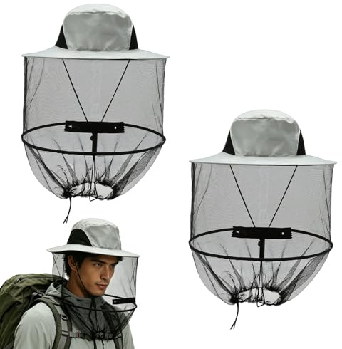SZSMW 2pcs Chapeau Moustiquaire - Moustiquaire de Tete-Chapeau D'Apiculteur | Chapeau D'Apiculteur Avec Voile - Convient pour La Cueillette de Fruits,Le Jardinage,La Cueillette du Thé,L'Apiculture