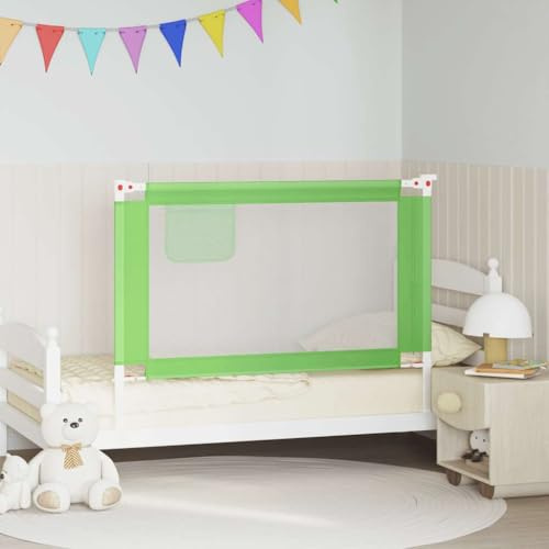 Kaloriko Barrera protectora para cama infantil, color verde, 120 x 25 cm, tela con barrera de altura ajustable, plegable, transpirable, protección anticaída y protección para el borde de la cama