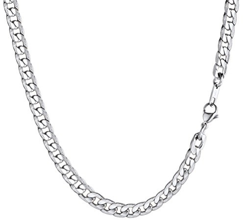 PROSTEEL Herren Kette Edelstahl Panzerkette Halskette Link Kette 7MM Breit Gliederkette für Herren, 46CM lang, Silber