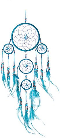 Pink Pineapple Dreamcatcher mit Federn und Silber Perlen: Handgemachter Traumfänger Vielen Farben Erhältlich - Kleine Traumfanger Mit 12 cm Durchmesser und 35 cm Lang (Türkis)