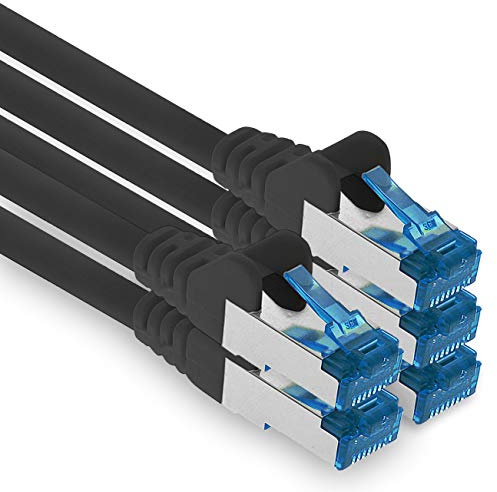 Câble réseau Ethernet Gigabit LAN CAT.6a 3 m, câble patch RJ45 10 Gbit/s SFTP PIMF, noir, lot de 5