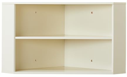 SilkWood Studio Modern Floating Desk Hutch, Wall Mounted Corner Storage with 2 Shelves, Antique White