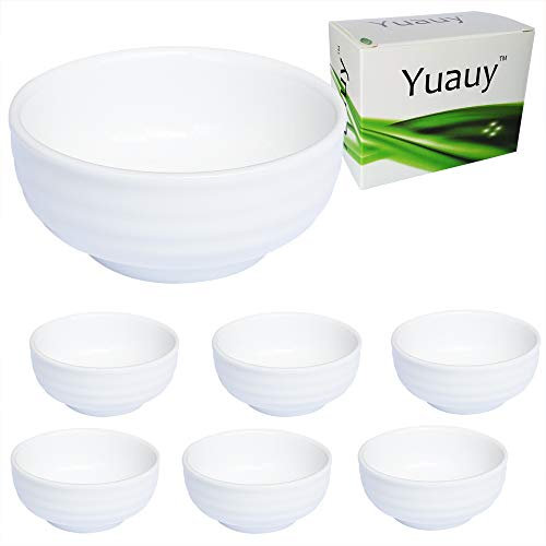 Yuauy 6 pcs Bowl Shaped Porcelain Soy Sauce Dish Ceramic Dip Dipping Bowls White Palette for Dinner Baking BBQ and Cooking