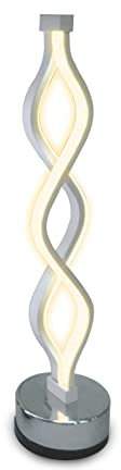 Tischlampe Batteriebetrieben Led Spiral Klein Klassisch Kabellose Mit Aufladbar Akku Fur Wohnzimmer Schlafzimmer Büro, Schreibtischlampe Warmweiß Metall Chrom Blendfrei Design, Nachttischlamp,Silber