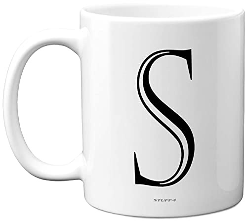 Stuff4 Personalised Alphabet Initial Mug - Letter S Mug, Gifts for Him Her, Fathers Day, Mothers Day, Birthday Gift, 11oz Ceramic Dishwasher Safe Anniversary, Valentines, Christmas, Retirement