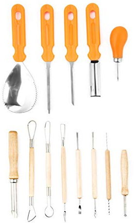Kuuleyn Schnitzwerkzeug Kürbis, Schnitzmesser Gravurmesser Handbuch Sculpt Halloween Professionelles Kürbis-Schnitzwerkzeug-Set Mit Stoffbeutel Für Halloween