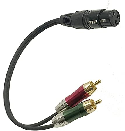 LiKuCo 1FT Unbalanced XLR Female to Dual RCA Y Splitter Breakout Cable, 1 XLR Female to 2 RCA Male Y Breakout Cable Adapter Cord