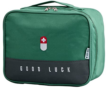 Medikamententasche, große Kapazität, wasserdicht, Reiseapotheke, Erste-Hilfe-Tasche, tragbar, Notfalltasche, Erste-Hilfe-Sets für Zuhause und Reisen (25 x 20 x 13.5 cm) (Grün)