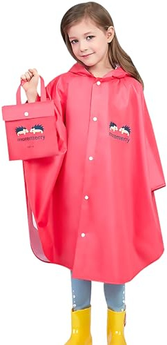 AIWUHE Kids Raincoat Lightweight Rain Poncho Boys Girls Rain Cape Cartoon Rain Coat Hooded Jacket Toddler Waterproof Outwear Red XL 7-9Y