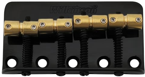 Wilkinson WBBC 57mm Vintage Bass Steg Bridge Messing Saitenreiter Schwarz | für 4-Saiter Fender Precision Jazz E-Bass,