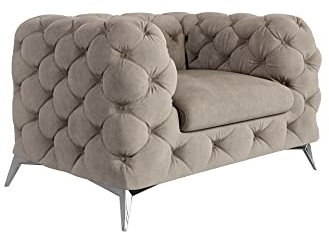 S-Style Möbel Maria Sessel Stuhl Wohnzimmer Chesterfield Loungesessel Clubsessel Polstersessel Cocktailsessel Wartezimmer Einzelsessel Möbel Sofa Sessel & Stühle Lounge Dunkelcreme 125x100x73 cm