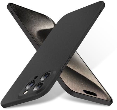 Bastmei Cover per iPhone 15 PRO Max 6.7, Ultraleggero Ultrasottile Antiscivolo AntiGraffio Protezione della Telecamera, PC Rigido Smerigliato Cover per iPhone 15 PRO Max (Nero)