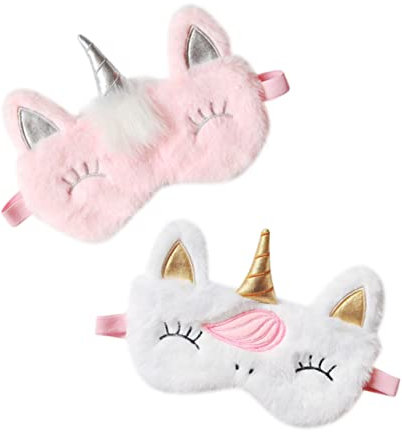 GLEAVI 2pcs Maske Abdeckung Augenmaske Weiche Flauschige Nacht für Schlaf Reise Arbeit Nickerchen