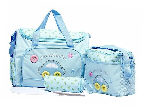 ibasenice 4-in-1 Wickeltasche Multifunktionsset Himmelblau Oxford Gewebe Große Kapazität Wickelunterlage Reisetasche Umhängetasche