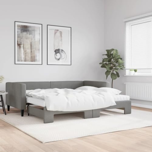 KOIECETA Tagesbett mit Bettkasten & Matratze Dunkelgrau 223 x 100 x 68 cm Stoff