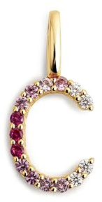 SINGULARU - Charm Letter Spark Sakura. Colgante en Plata de Ley con Acabado en Baño Oro de 18Kt y Circonitas Joyas Para Mujer. Letra C
