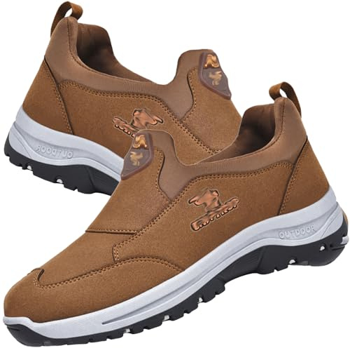 Aocase Orthopädische Herren Hands Free Slip On Sneaker Herren Wanderschuhe atmungsaktive Trekkingschuhe hilft dabei, Schmerzen zu lindern Outdoor Walkingschuhe,Braun,44/270mm