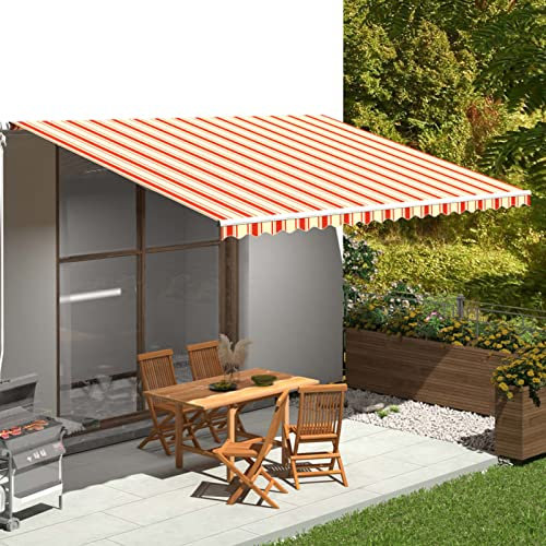Swpsd Replacement Fabric for Awning Yellow and Orange 5x3.5 m Replacement Fabric Sun Shade Shelter Cover for Cantilever Umbrella Awning Protective Parasol Cover