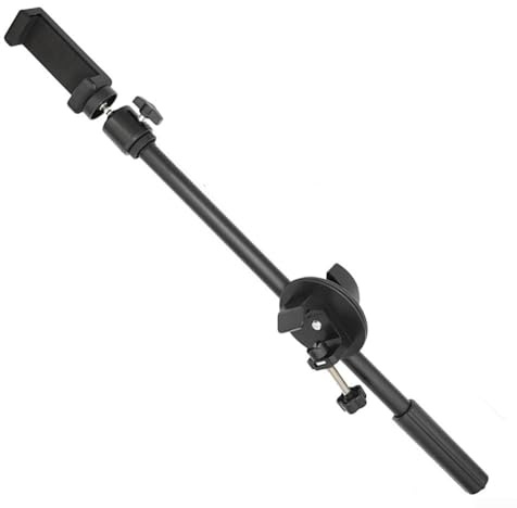 Supporto per microfono rotante con bracci incrociati, 43 cm, in metallo, supporto per trasmissione dal per vivo, asta inclinabile 31,5 cm, asta in metallo, 1 giunto cardanico in metallo