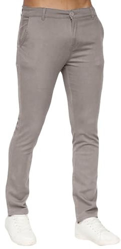 Crosshatch Herr Chino Slim Fit Jeans Stretch Byxor Dragkedja Fly Bottom Casual Arbetsbyxor Bomullsbyxor, Khaki, 30W x 33L